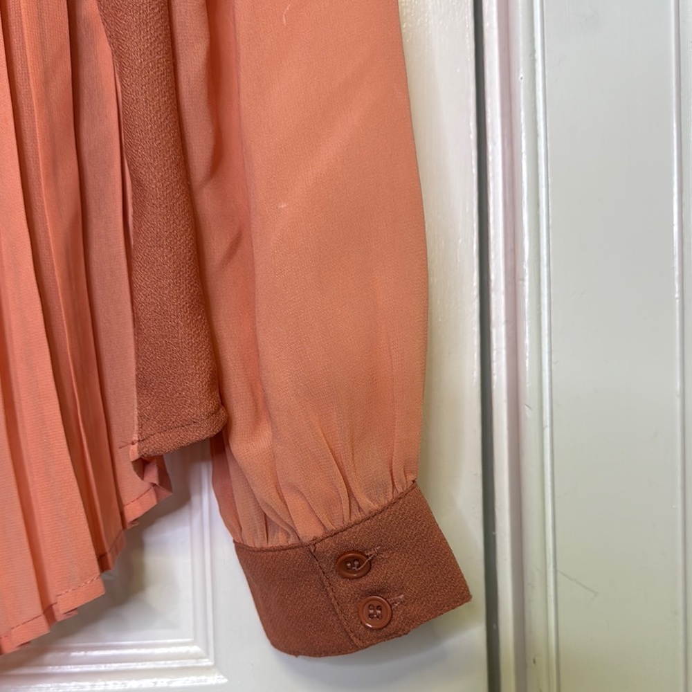 Altar'd State Orange Blouse with Peter Pan Collar and Embellishments PTP 18”-19” - Picture 9 of 10